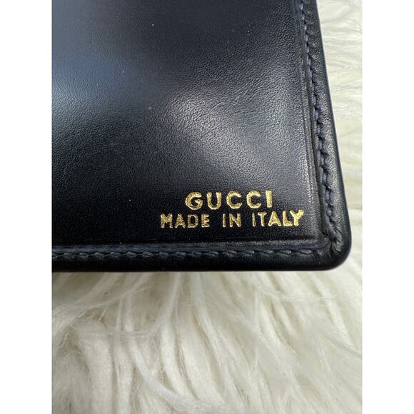 Gucci Blue Slim Wallet Checkbook Cover Slick Soft Leather Authentic Vintage| GUC - Picture 7 of 11